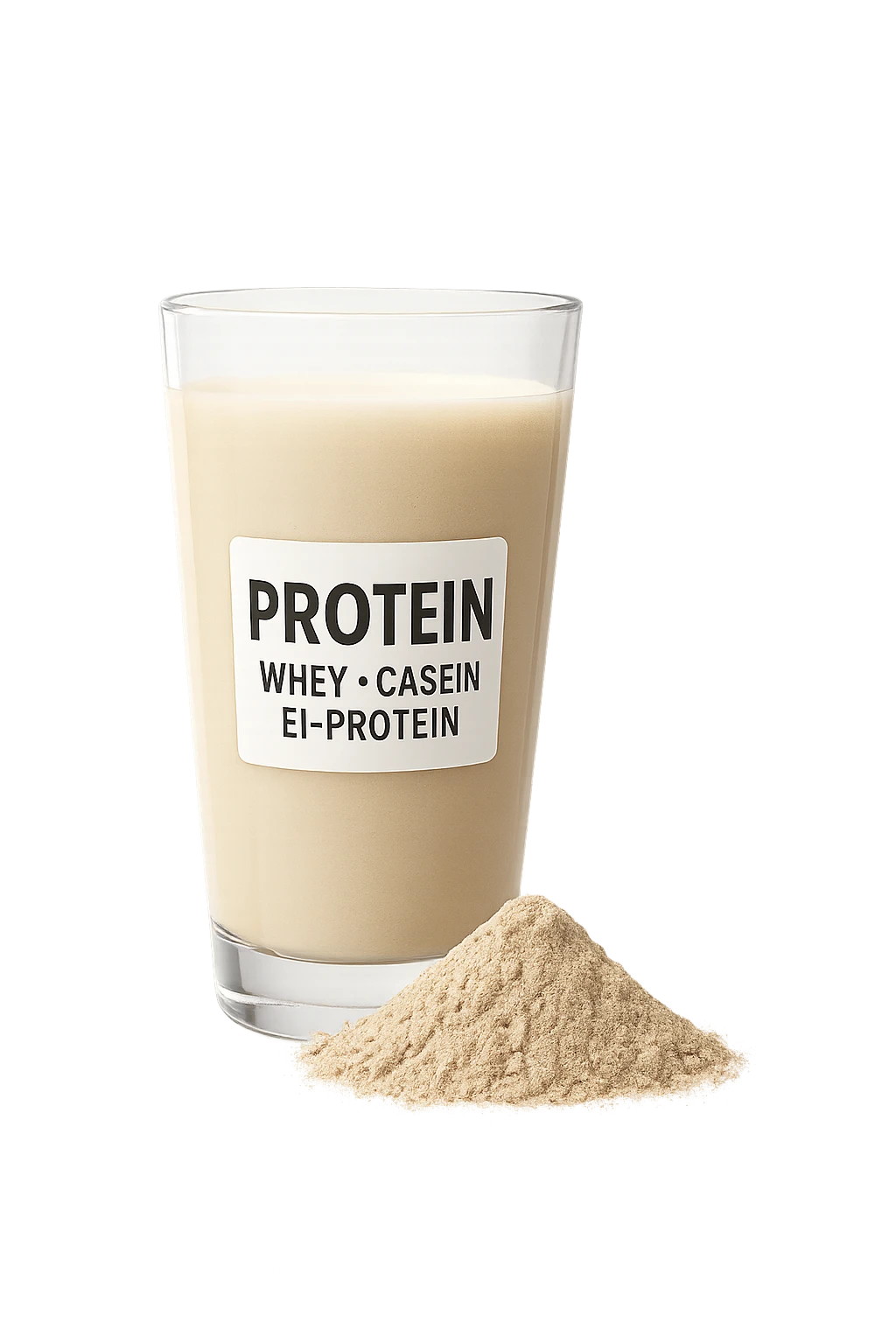 Proteinmatrix im Glas mit Whey, Casein und Ei